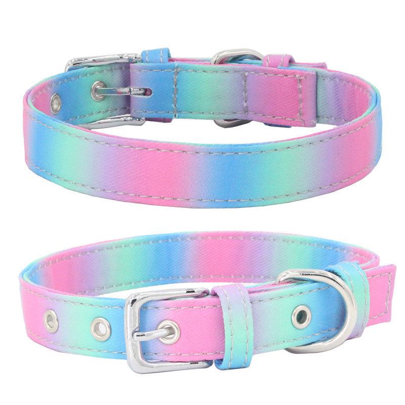 Pet Collar Double Layer Colorful Fabric Dog Collar Traction Dog Leash - Pets Crazy Shops