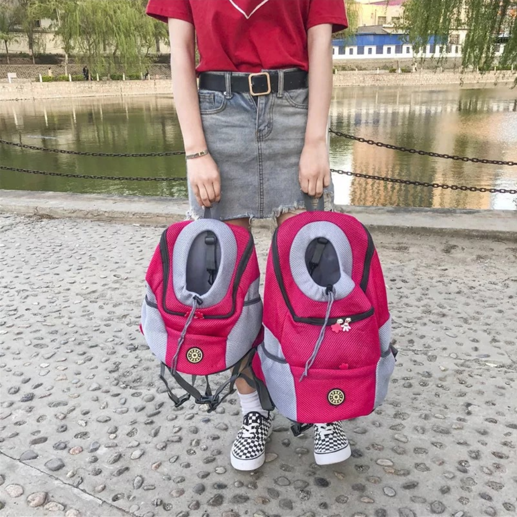 Pet Dog Carrier Carrier For Dogs Backpack Out Double Shoulder Portable Travel Outdoor Carrier Bag Mesh - Pets Crazy Shops