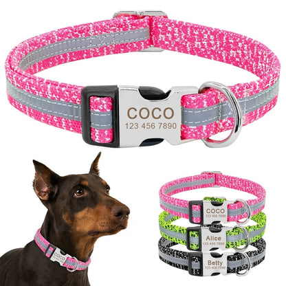 Dog Collar Pet Tag Puppy Cat Nameplate ID Collars Adjustable - Pets Crazy Shops