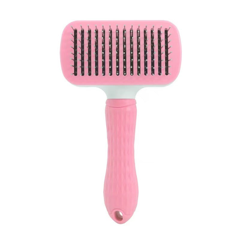 Cat Self-Cleaning Comb Stainless Steel Dog Comb Hair Brush One Key To Remove Floating Artifact - Pets Crazy Shops