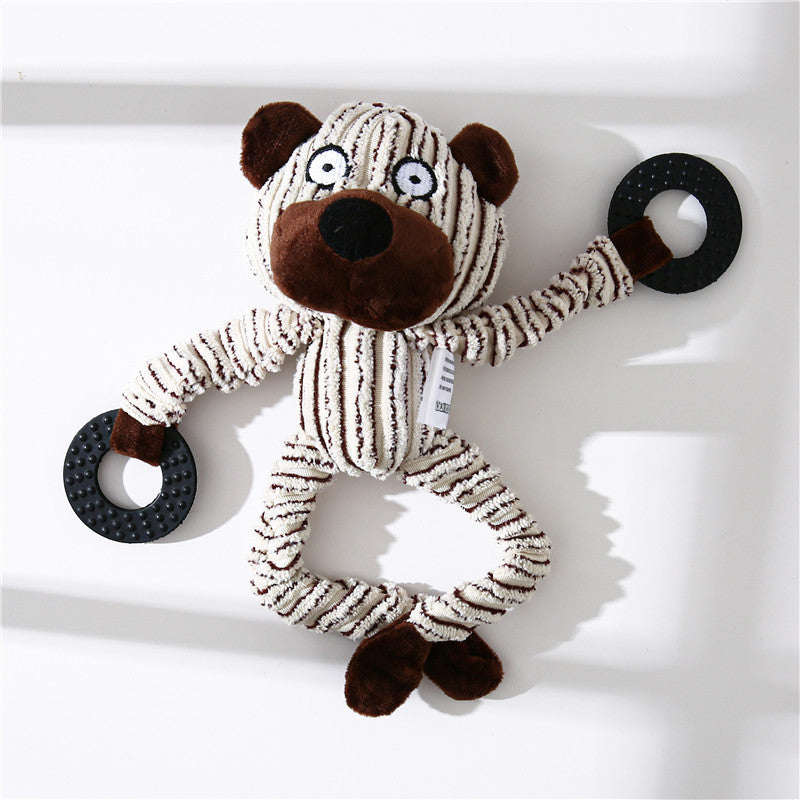 Pet Toy Donkey Shape Corduroy Chew Toy For Dogs Puppy Squeaker Squeaky Plush Bone Molar Dog Toy Pet Training Dog - Pets Crazy Shops