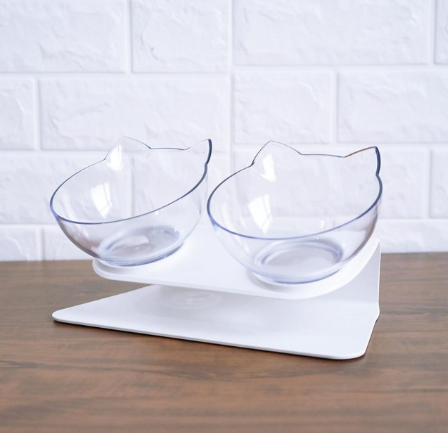 New Inclined Food Cat Ear Oblique Mouth Transparent Single Pet Bowl - Pets Crazy Shops