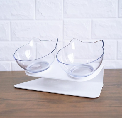 New Inclined Food Cat Ear Oblique Mouth Transparent Single Pet Bowl - Pets Crazy Shops