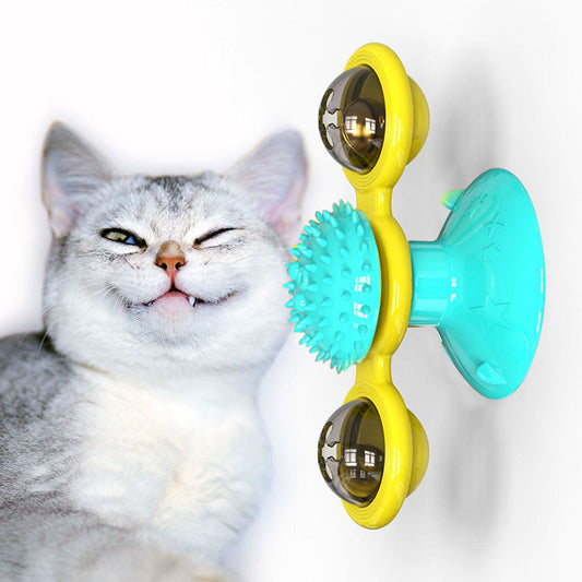 Cat Rotating Windmill Multi-Function Toys Itch Scratching Device Teeth Shining Toy - Pets Crazy Shops