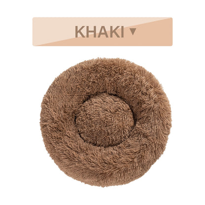 Fluffy Donut Dog Bed  Warm Soft Long Plush Pet Cushion Dog House Cat  Bed Washable Pet Sofa Mat Calming Samll Large Dog Beds - Pets Crazy Shops