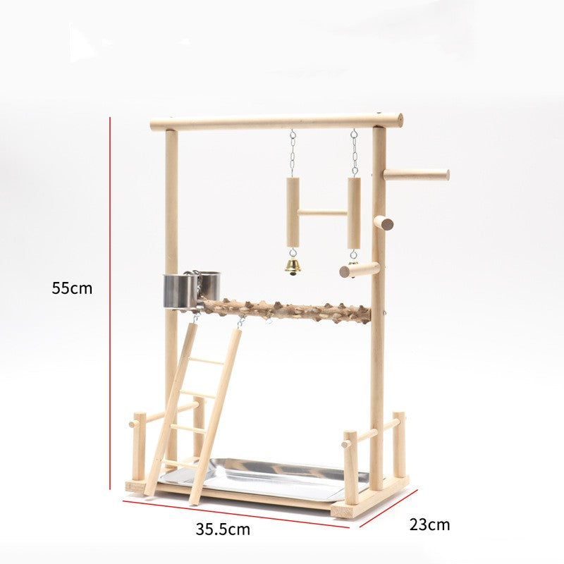 Bird Playground Interactive Platform Stand Pole Solid Wood Frame - Pets Crazy Shops