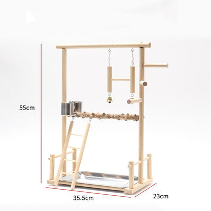 Bird Playground Interactive Platform Stand Pole Solid Wood Frame - Pets Crazy Shops