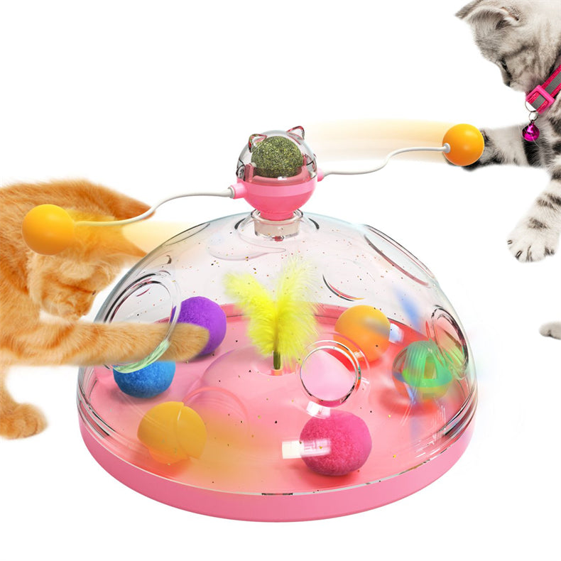 Meows Windmill Funny Cat Toys Interactive Multifunctional Turntable Pet Educational Toys With Catnip Luminous Ball Pinwheel Toys Pet Products - Pets Crazy Shops
