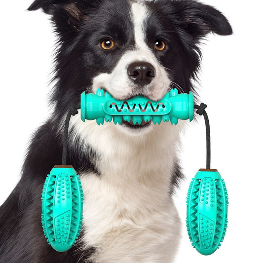Dog Chew Toy & Toothbrush Rubber Bone | 360° Teeth Cleaning Molar Toy