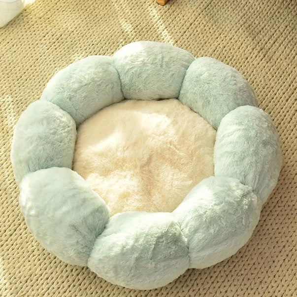 Autumn Winter Plus Velvet Thick Round Flower Cat Litter Kennel - Pets Crazy Shops