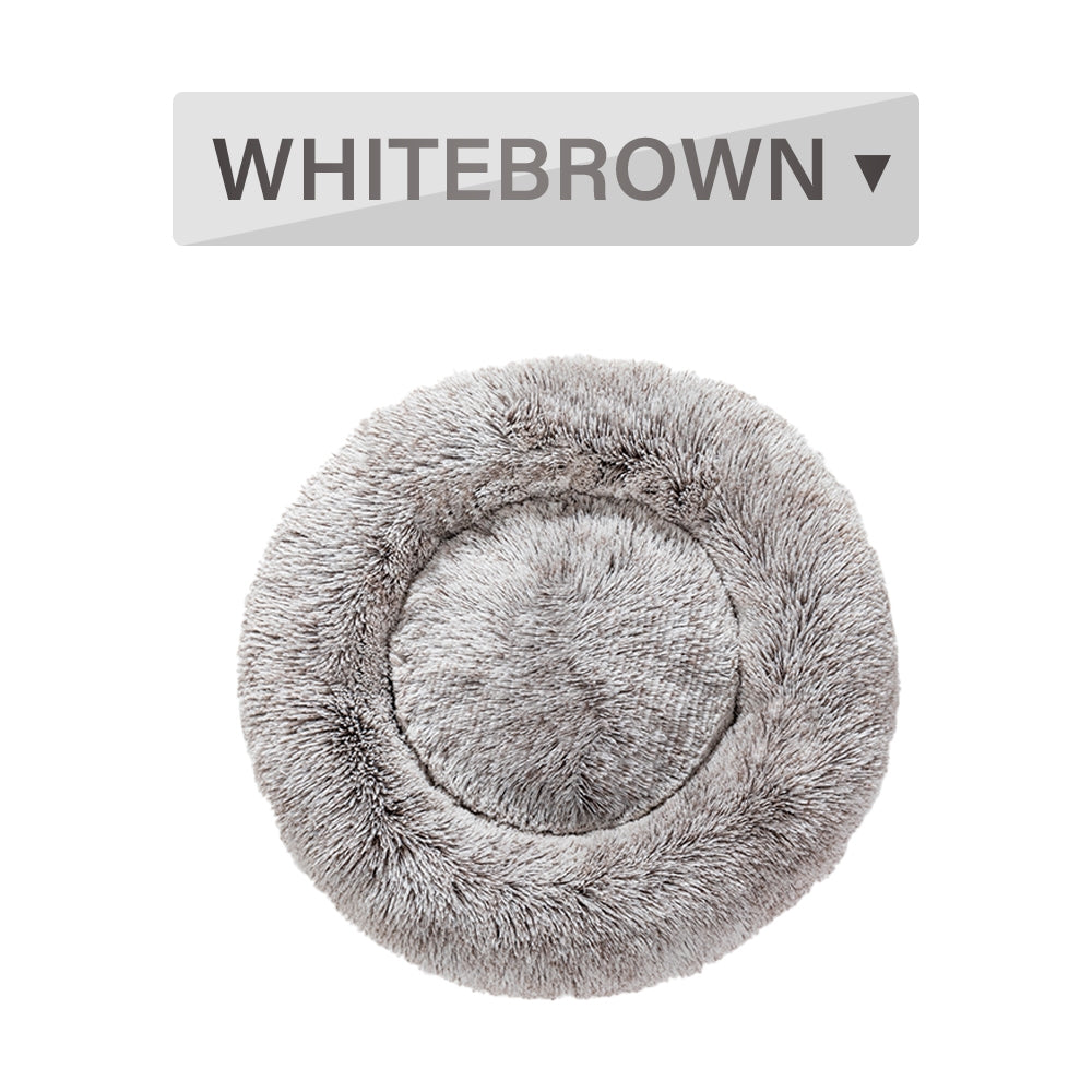 Fluffy Donut Dog Bed  Warm Soft Long Plush Pet Cushion Dog House Cat  Bed Washable Pet Sofa Mat Calming Samll Large Dog Beds - Pets Crazy Shops