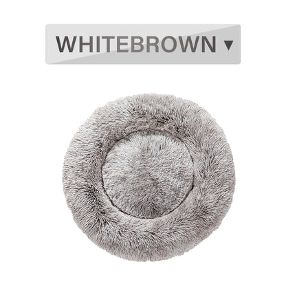 Fluffy Donut Dog Bed  Warm Soft Long Plush Pet Cushion Dog House Cat  Bed Washable Pet Sofa Mat Calming Samll Large Dog Beds - Pets Crazy Shops