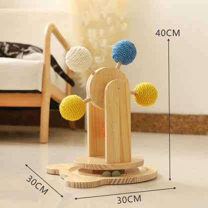 Solid Wood Rotary Table Cat Scratch Board Sisal Hemp Pet Products - Pets Crazy Shops