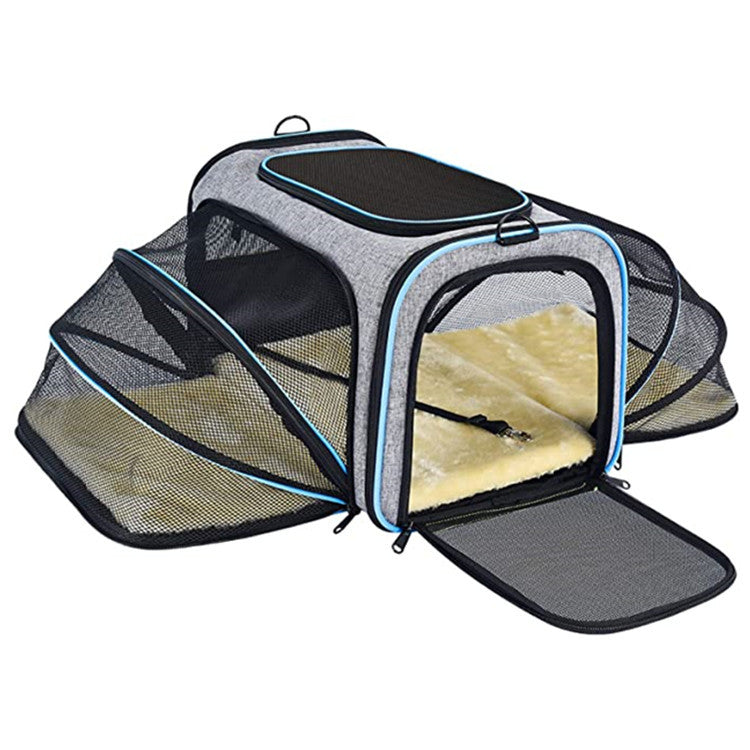 Carrier For Cat Pet Airline Approved Expandable Foldable Soft Dog Carrier Opened Doors Reflective Tapes Cat Travel Bag - Pets Crazy Shops