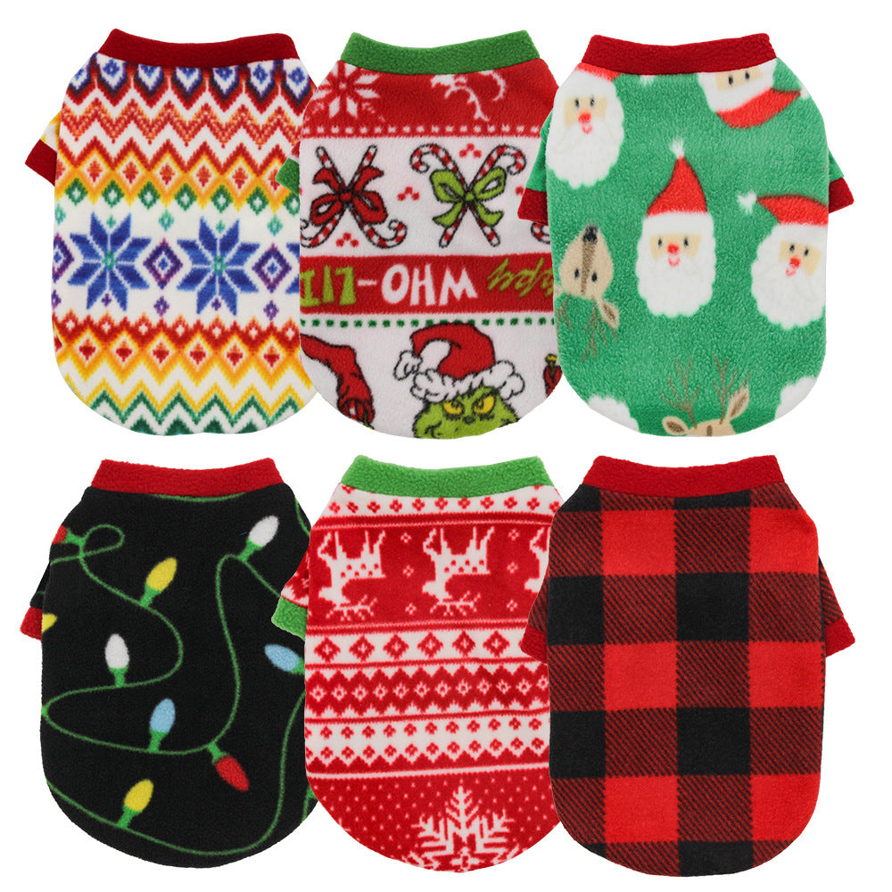 Christmas Dog Clothes Warm Fleece - Pets Crazy Shops