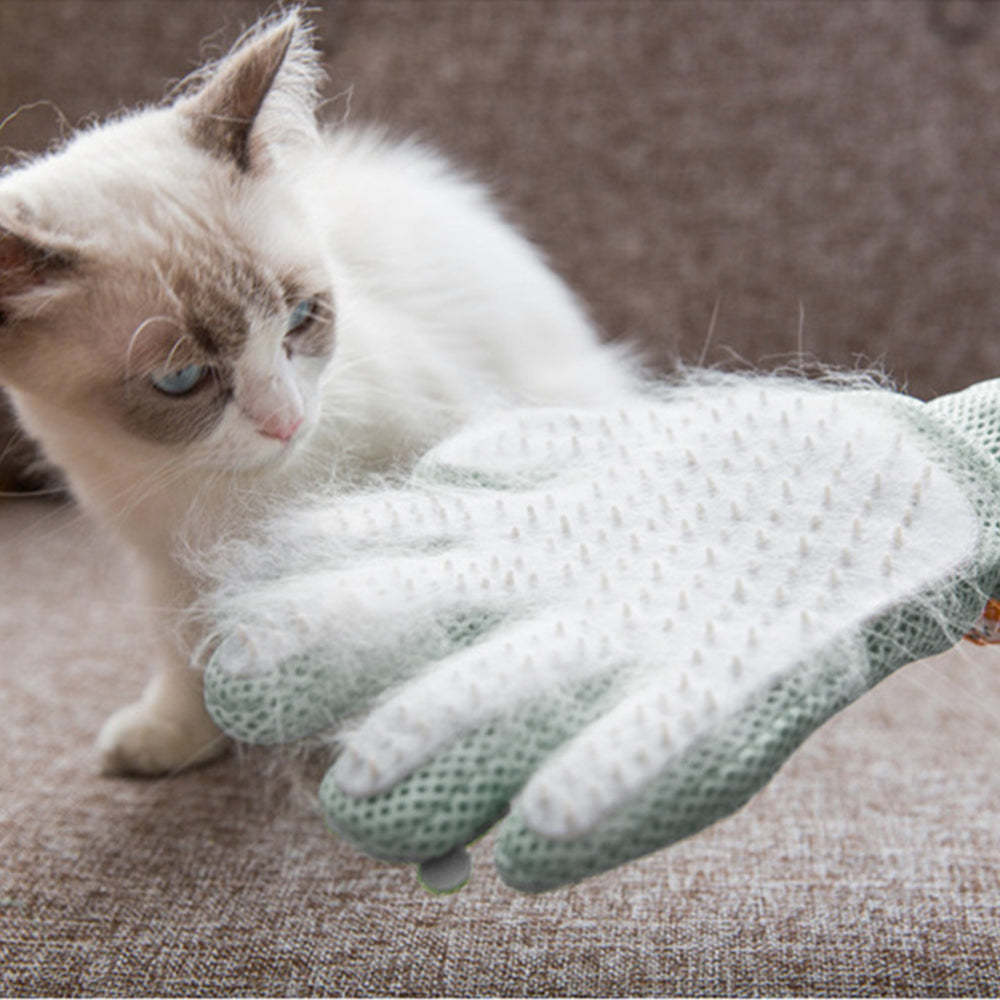 Pet Glove Cat Grooming Glove Cat Hair Deshedding Brush Gloves Cat Floating Hair Pet Hair Removal Brush Dog Bathing Massage Comb Silicone Hair Removal Gloves - Pets Crazy Shops