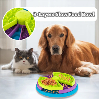 Slow Food Bowl Anti Choking Cat Bowl Dog Basin Puzzle Feeder Healthy Pet Rotating Game Board Pet Products - Pets Crazy Shops