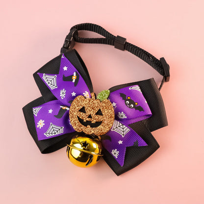 Pet Cat Dog Pumpkin Bow Tie Big Bell Decorations - Pets Crazy Shops