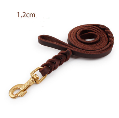 The first layer of leather dog leashes in the large dog chain demu training rope horse dog Golden Retriever dog rope - Pets Crazy Shops