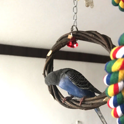 Bird Standing Frame Rattan Ring Chewing Toy Bird Cage - Pets Crazy Shops