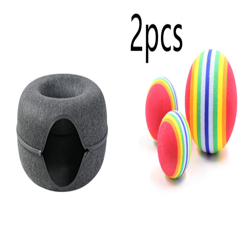 Four Seasons Available Cat Nest Round Woolen Felt Pet Dual-use Cat Nest Tunnel Interactive Training Toy Grey Felt Cat Nest - Pets Crazy Shops