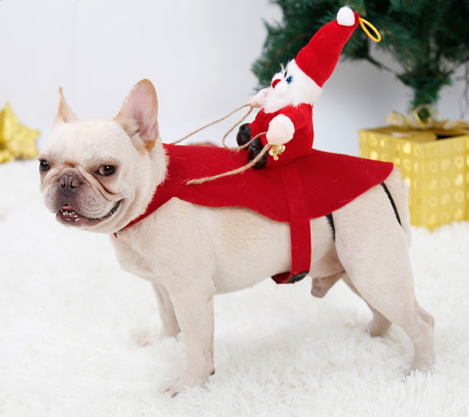 Dog Christmas Clothes Santa Claus Riding Deer - Pets Crazy Shops