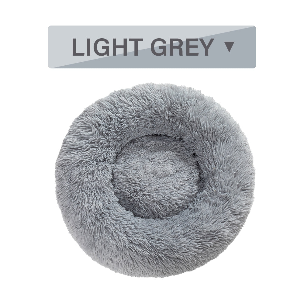 Fluffy Donut Dog Bed  Warm Soft Long Plush Pet Cushion Dog House Cat  Bed Washable Pet Sofa Mat Calming Samll Large Dog Beds - Pets Crazy Shops
