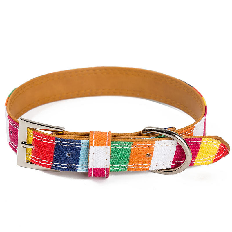 Leather Pet Dog collar Designer perro Collar Size S M L Leather Plain collar for big small dog Colorful Rainbow pu Dog collar - Pets Crazy Shops