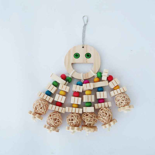 Parrot Toy Bird Supplies Cartoon Wooded Bite Big String Slotted Building Blocks Molar Embedded Beads Treasure Hunting Toys  -  - Pets Crazy Shops -