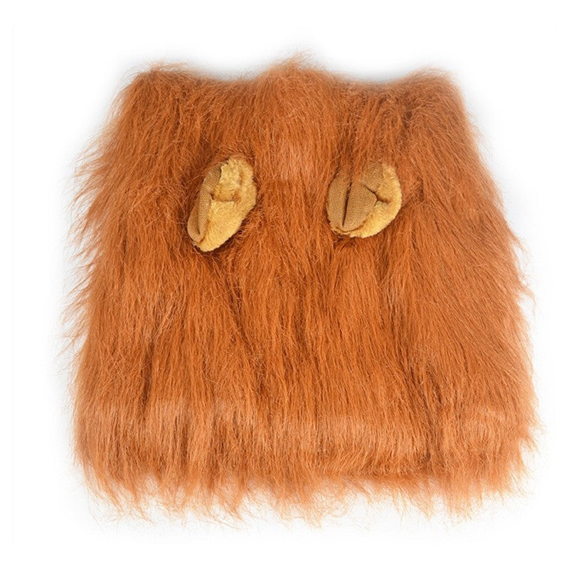 Cute Pet Cosplay Clothes Transfiguration Costume Lion Mane Winter Warm Wig Cat Large Dog Party Decoration With Ear Pet Apparel - Pets Crazy Shops