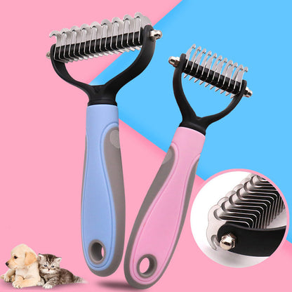 Stainless Double-sided Pet Brush Hair Removal Comb Grooming Dematting Dog Grooming Shedding Tools - Pets Crazy Shops