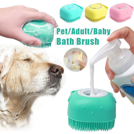 Silicone Pet Bath Brush | With Shampoo Dispenser