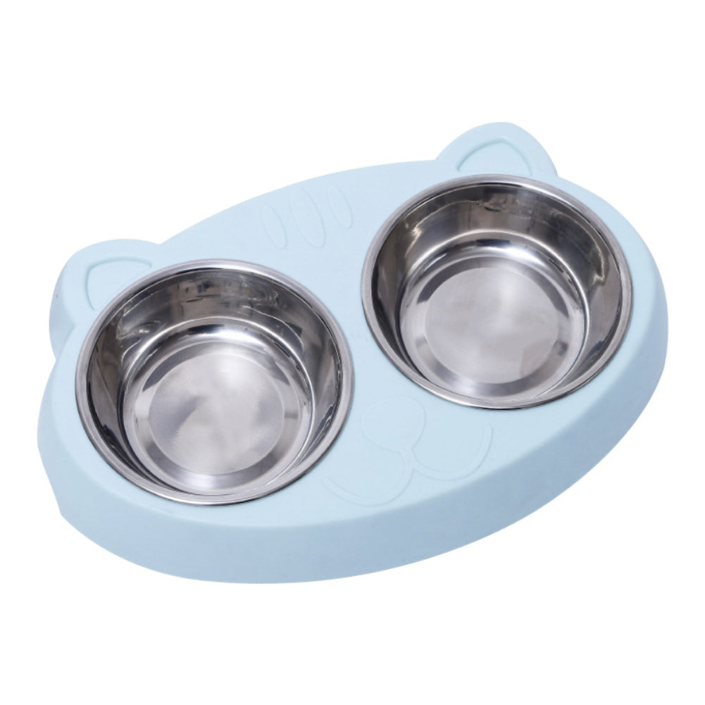 Dog Bowls Double Dog Water And Food Bowls Stainless Steel Bowls With Non-Slip Resin Station, Pet Feeder Bowls For Puppy Medium Dogs Cats - Pets Crazy Shops