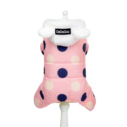 Warm big polka dot four-leg cotton coat - Pets Crazy Shops