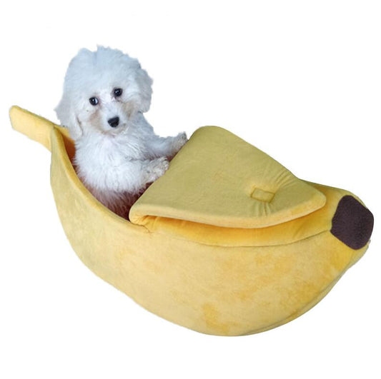 Banana Shape Pet Bed | Cosy Warm Dog & Cat Sleeping Nest | 6 Sizes