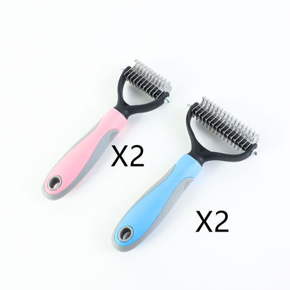 Stainless Double-sided Pet Brush Hair Removal Comb Grooming Dematting Dog Grooming Shedding Tools - Pets Crazy Shops