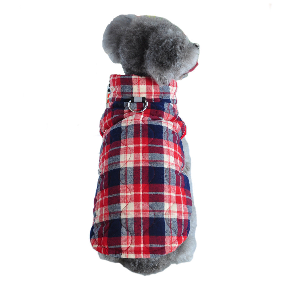 Winter Pet Dog Clothes Heavy Cotton Pet Clothes Jacket Plaid Zipper Down Jacket Pets Supplies - Pets Crazy Shops