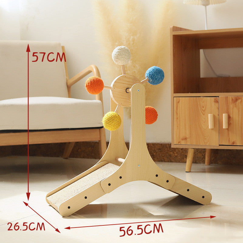 Solid Wood Rotary Table Cat Scratch Board Sisal Hemp Pet Products - Pets Crazy Shops