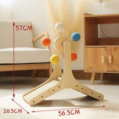 Solid Wood Rotary Table Cat Scratch Board Sisal Hemp Pet Products - Pets Crazy Shops