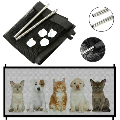 Pets Dog Cat Baby Safety Gate Mesh Fence Magic Portable Guard Net Stairs Doors - Pets Crazy Shops