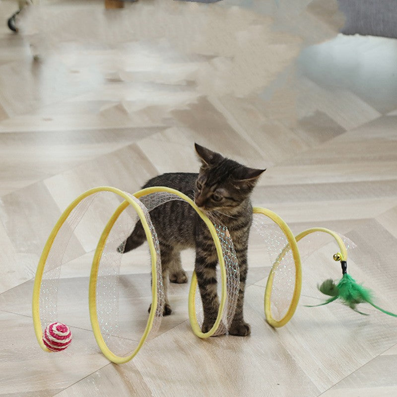 Cat Pets Toys Mouse Shape Balls Foldable Cat Kitten Play Tunnel Funny Cat Stick Mouse Supplies Simulation Mouse Pet Accessories - Pets Crazy Shops