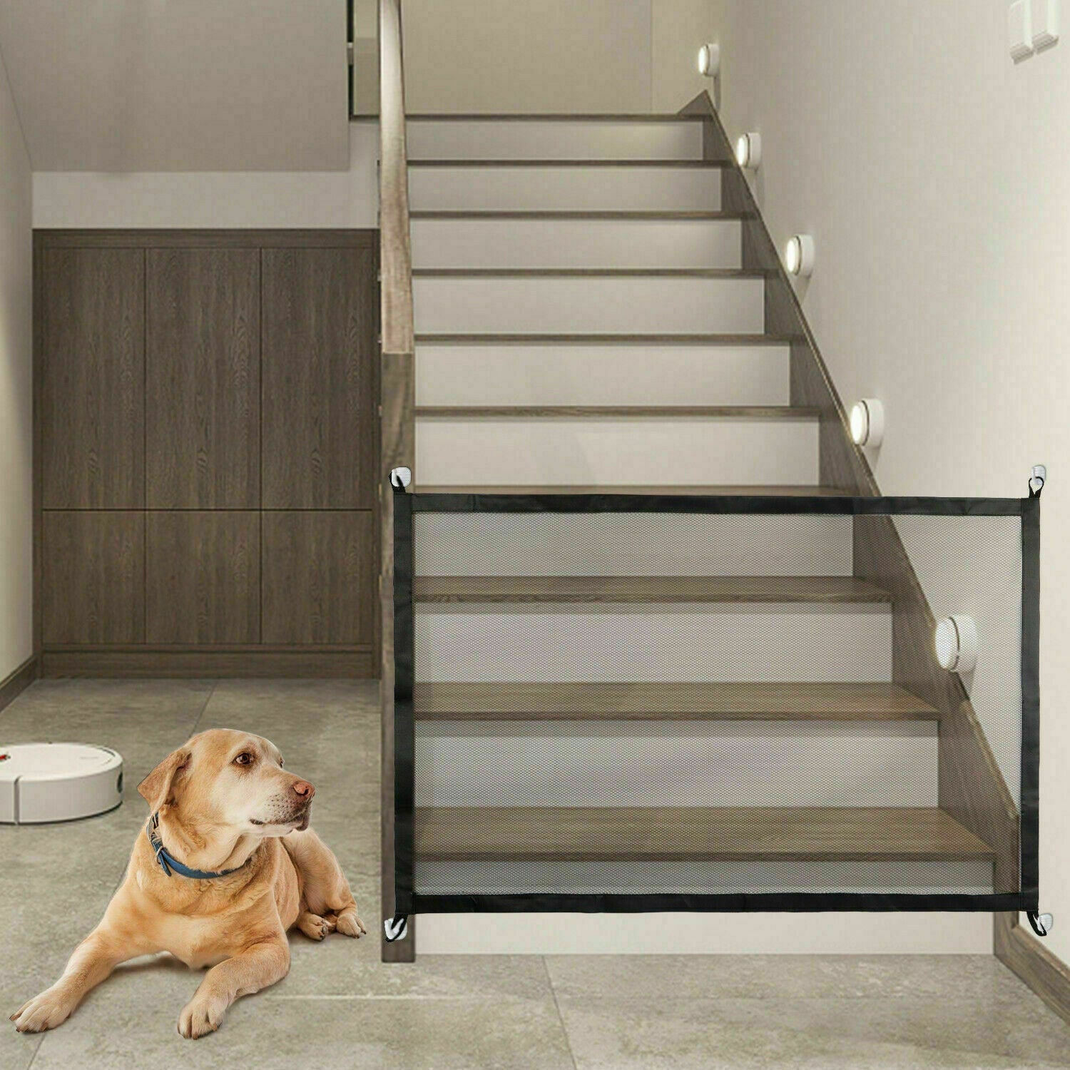 Pets Dog Cat Baby Safety Gate Mesh Fence Magic Portable Guard Net Stairs Doors - Pets Crazy Shops