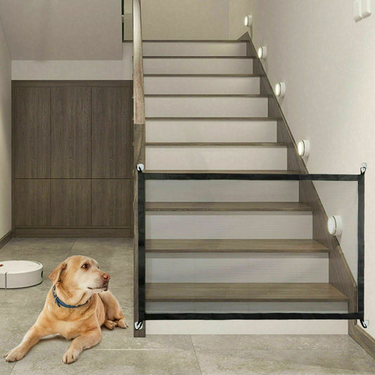 Pets Dog Cat Baby Safety Gate Mesh Fence Magic Portable Guard Net Stairs Doors - Pets Crazy Shops