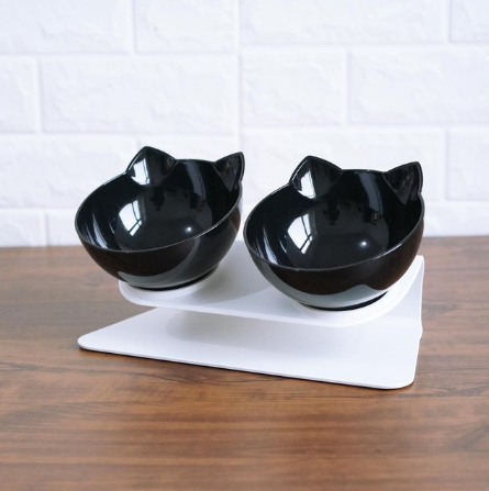 New Inclined Food Cat Ear Oblique Mouth Transparent Single Pet Bowl - Pets Crazy Shops
