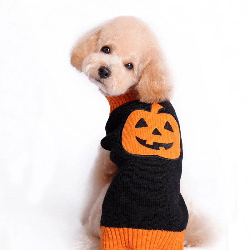 Pet Halloween Dog Knitted Pumpkin Sweater - Pets Crazy Shops