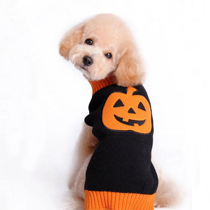Pet Halloween Dog Knitted Pumpkin Sweater - Pets Crazy Shops