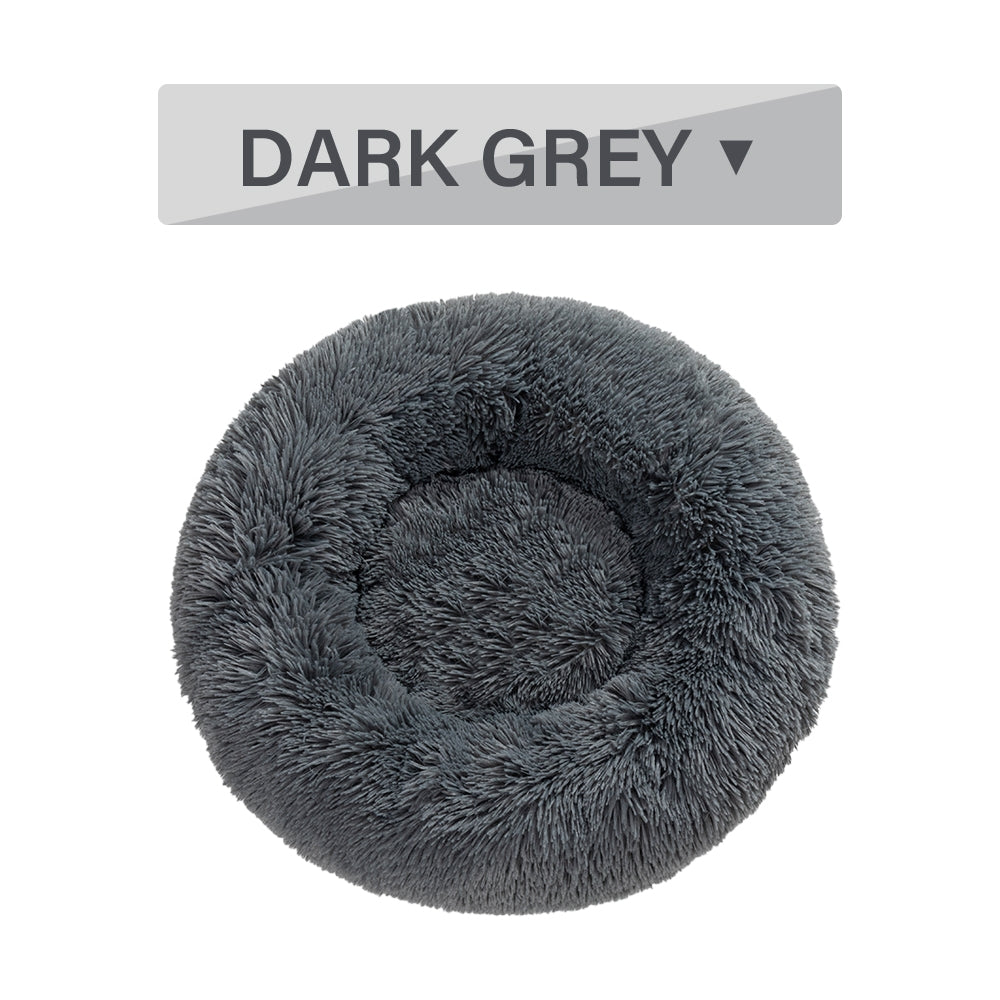 Fluffy Donut Dog Bed  Warm Soft Long Plush Pet Cushion Dog House Cat  Bed Washable Pet Sofa Mat Calming Samll Large Dog Beds - Pets Crazy Shops