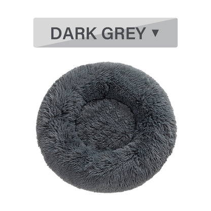 Fluffy Donut Dog Bed  Warm Soft Long Plush Pet Cushion Dog House Cat  Bed Washable Pet Sofa Mat Calming Samll Large Dog Beds - Pets Crazy Shops