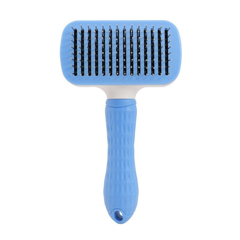 Cat Self-Cleaning Comb Stainless Steel Dog Comb Hair Brush One Key To Remove Floating Artifact - Pets Crazy Shops