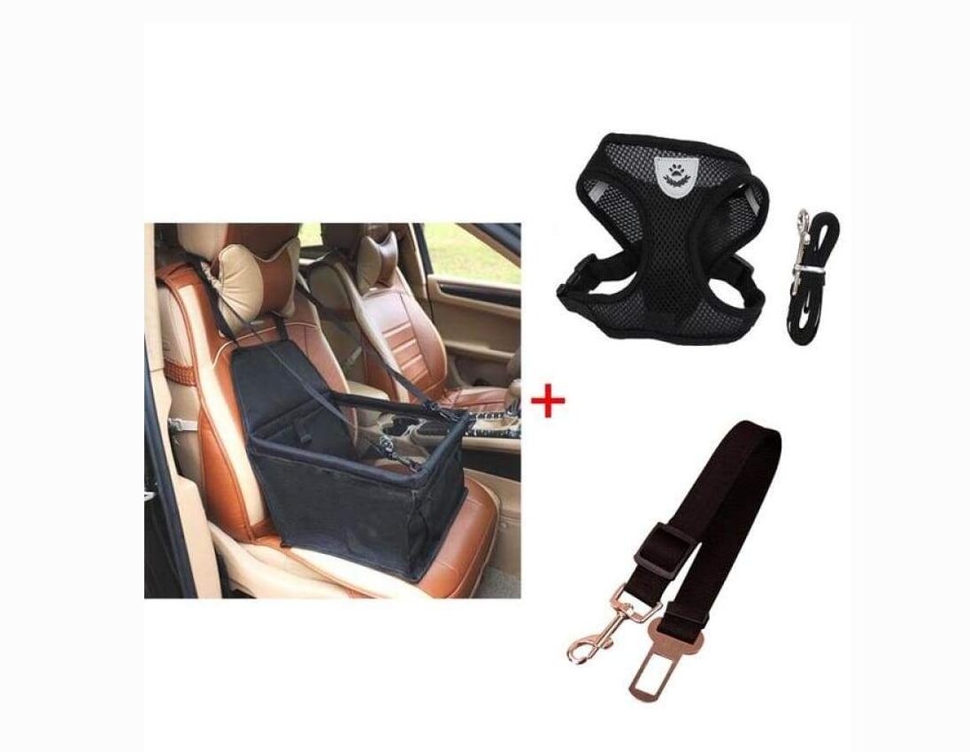 Luxury Pet's Safety Car Seat Carrier  Premium Harness & Leash set  Car Safety Belt - Pets Crazy Shops